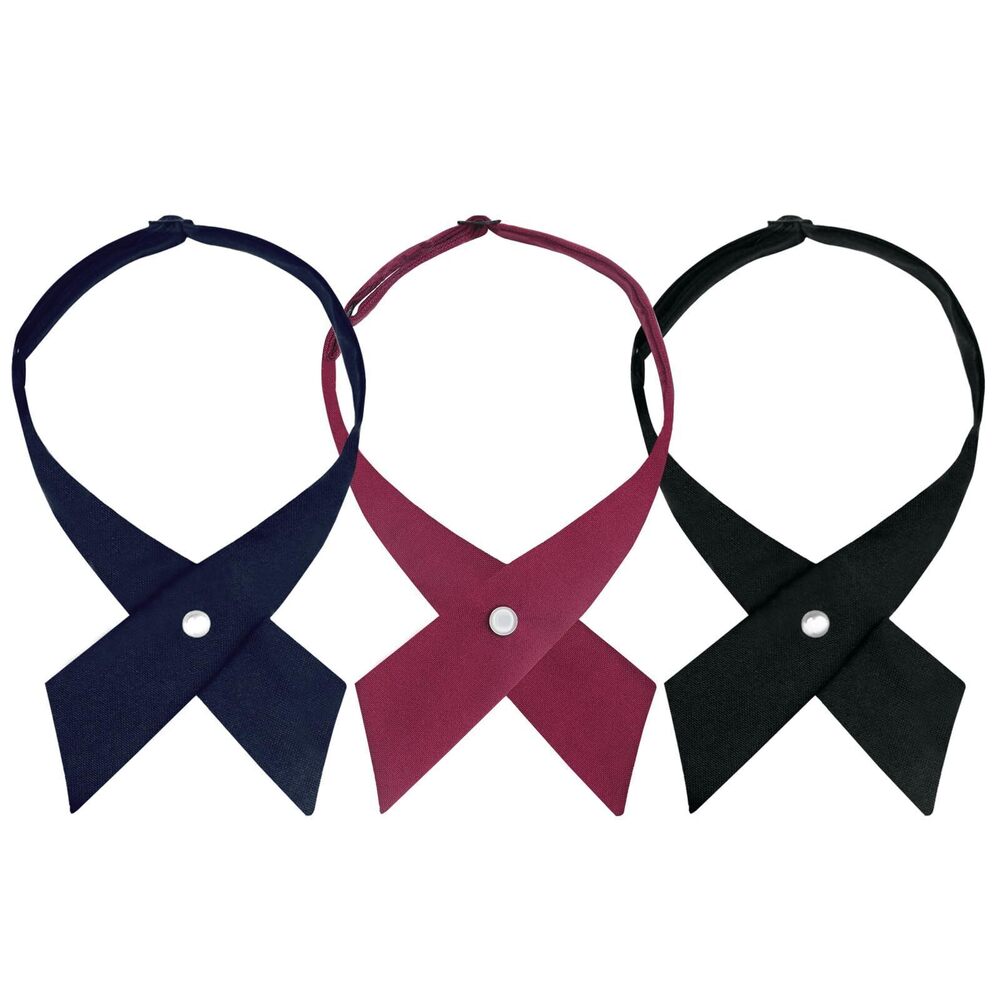 4707 Tie School Uniform Adjustable Criss-Cross Bow tie Solid Color Pre Tied